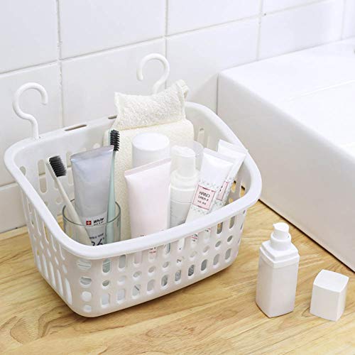 TOPINCN Plastic Hanging Shower Basket with Rotatable Hook, Shower Caddy Tote Storage Bin Household Storage Organizer Basket Space Saving Hanging Organizer for Bathroom Kitchen Dorm Room