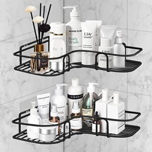 guolaiba corner shower caddy, 2-pack adhesive shower caddy, rustproof stainless steel bathroom shower organizer, no drilling wall mounted shower rack, for bathroom, black