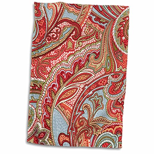 3D Rose Retro Red n Blue Paisley Pattern TWL_60709_1 Towel, 15" x 22"