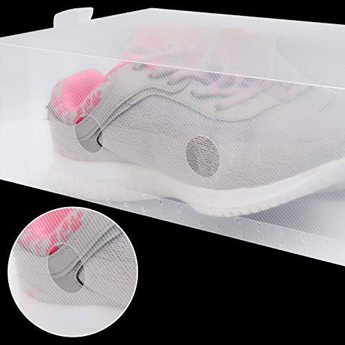 Kurtzy Clear Plastic Shoe Storage Boxes (10 Pack) - Suitable for Women's, Men's and Children's Shoes - Foldable, Corrugated and Stackable for Storage and Travel