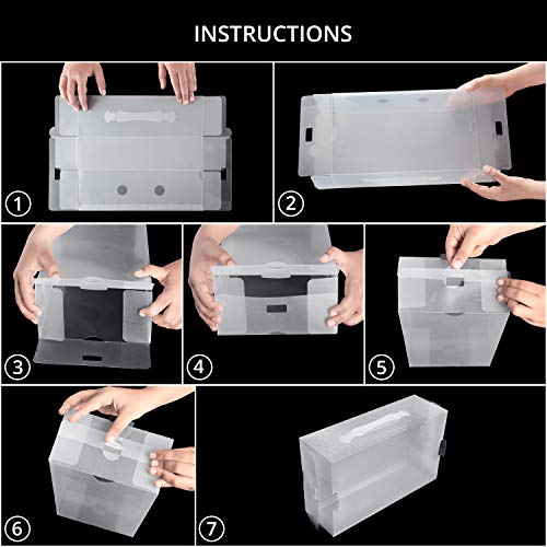 Kurtzy Clear Plastic Shoe Storage Boxes (10 Pack) - Suitable for Women's, Men's and Children's Shoes - Foldable, Corrugated and Stackable for Storage and Travel