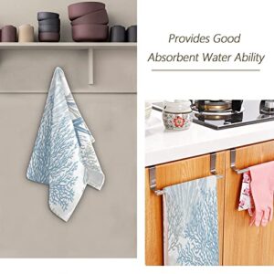 SHUSTARY 2 Pack Beach Theme Hand Towels for Bathroom,Coastal Blue Grey Starfish Seashell Coral Ocean Marine Soft Absorbent Kitchen Towels Decorative Hand Bath Towels for Shower,Face,Gym,Spa 14"x28"