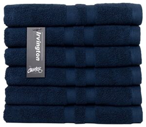 chortex luxury turkish cotton hand towel (6 pack), pack of 6, navy