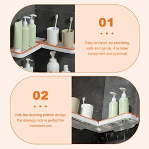 Beaupretty Shampoo Holder Organizer 2Pcs Corner Shower Shelf Shower Caddy Adhesive Bathroom Shelf Kitchen Storage Racks Organizer for Shampoo Conditioner Kitchen Livingroom Wall Mount Shower Rack