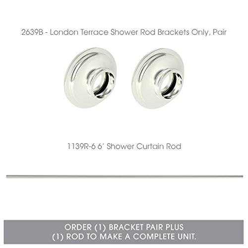 Ginger 2639B/PN London Terrace Shower Rod Brackets Pair, Polished Nickel,