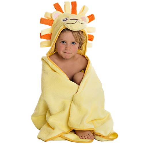 Little Tinkers World Premium Hooded Towel for Kids | Lion Design | Ultra Soft and Extra Large | 100% Cotton Bath Towel with Hood for Girls or Boys