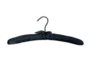 nahanco 806-25 15" black satin padded hanger with matching bow and hook. pack of 6 (pack of 6)