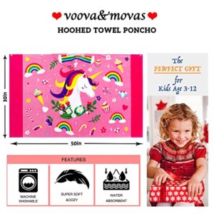 VOOVA & MOVAS Large Oversized Kids Hooded Towels | Soft Cotton (30X50 inches) Beach, Bath, Pool Towels | Summer Beach Essentials for Girls Ages 3-10 for Toddler, Floral Unicorn