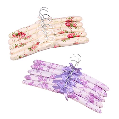 10PCS Clothes Hangers Printed Bow Padded Hanger Thickened Non-Slip Wedding Dress Hanger for Closet or Bedroom