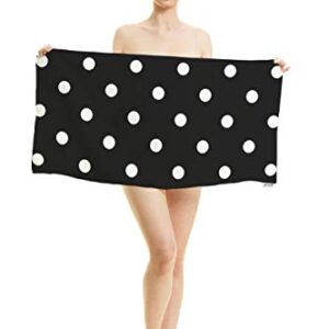 oFloral Polka Dot Hand Towels Cotton Washcloths,Vintage Black White Spot Doodle Polka Comfortable Super-Absorbent Soft Towels for Bathroom Kitchen Face Towel 15X30 Inch