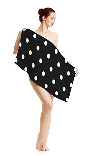 oFloral Polka Dot Hand Towels Cotton Washcloths,Vintage Black White Spot Doodle Polka Comfortable Super-Absorbent Soft Towels for Bathroom Kitchen Face Towel 15X30 Inch