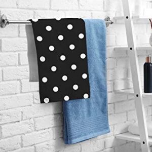 oFloral Polka Dot Hand Towels Cotton Washcloths,Vintage Black White Spot Doodle Polka Comfortable Super-Absorbent Soft Towels for Bathroom Kitchen Face Towel 15X30 Inch