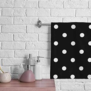 oFloral Polka Dot Hand Towels Cotton Washcloths,Vintage Black White Spot Doodle Polka Comfortable Super-Absorbent Soft Towels for Bathroom Kitchen Face Towel 15X30 Inch