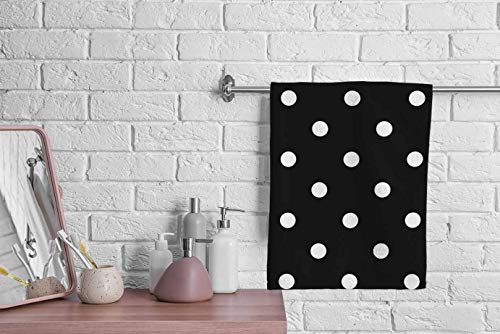 oFloral Polka Dot Hand Towels Cotton Washcloths,Vintage Black White Spot Doodle Polka Comfortable Super-Absorbent Soft Towels for Bathroom Kitchen Face Towel 15X30 Inch