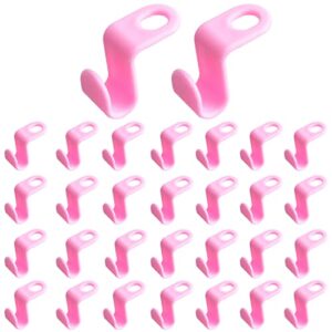 clothes hanger connector hooks, begino mini cascading hanger hooks for heavy duty space saving, durable plastic outfit hanger clips for closet load 20 pounds(30pcs pink)