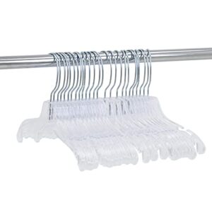 12 inch Wide Reinforced Clear Plastic Child Shirt Hangers with Swivel Hook and Notched Shoulders (Quantity 100) (Clear, 100)