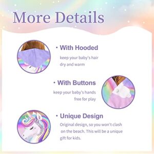 Unicorn Hooded Towel, Unicorn Beach Towel, Unicorn Towel for Girls 30" x 50", Cute Pink Rainbow Microfiber Absorbent Quick Dry Bath Swim Pool Towel Poncho Bathrobe with Hood Gifts for Kids Toddler