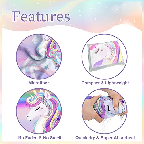 Unicorn Hooded Towel, Unicorn Beach Towel, Unicorn Towel for Girls 30" x 50", Cute Pink Rainbow Microfiber Absorbent Quick Dry Bath Swim Pool Towel Poncho Bathrobe with Hood Gifts for Kids Toddler