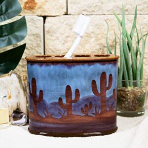 Ebros Rustic Southwestern Desert Cactus Arizona Wilderness Bathroom Accent Resin Figurine Accessories Western Country Cabin Lodge Decorative (5 Piece Bathroom Set)