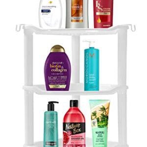 3 Tier Shower Caddy Organizer Shelf Corner, 13.5 x 10 x 26 Inches, Rustproof, Plastic Shower Rack Stands for Inside Bathroom, Bathtub, Shower pan, White(Round Slot White 3 Tier)