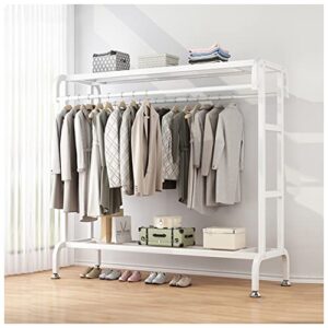 otbk garment rack heavy duty coat rack metal clothing rack with bottom shelf garment rack for hanging clothes shirts jeans and coats (color : white, size : 150cm)