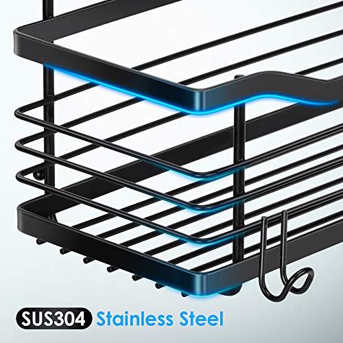 ODesign Shower Caddy Basket Shelf for Shampoo Conditioner Bathroom Kitchen Storage Organizer SUS304 Stainless Steel No Drilling - Black