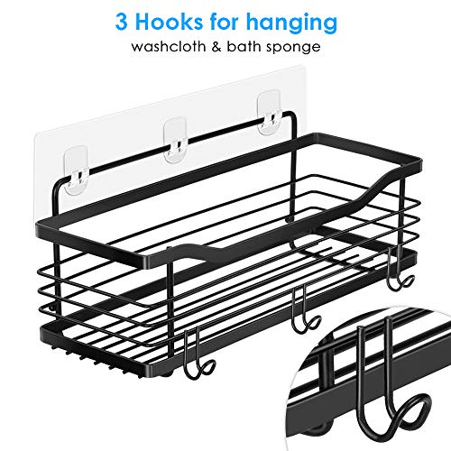 ODesign Shower Caddy Basket Shelf for Shampoo Conditioner Bathroom Kitchen Storage Organizer SUS304 Stainless Steel No Drilling - Black