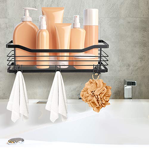 ODesign Shower Caddy Basket Shelf for Shampoo Conditioner Bathroom Kitchen Storage Organizer SUS304 Stainless Steel No Drilling - Black
