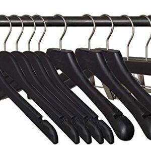 NAHANCO 20817 Wooden Top Hanger, Flat, 17", Rubberized Black Coating (Pack of 100)