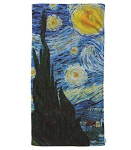 ofloral van gogh classic arts starry night hand towels cotton washcloths,comfortable soft towels for bathroom/kitchen/yoga/golf/hair/face towel for men/women/girl/boys 15x30 inch