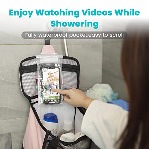 Kadamii Shower Bag with Phone Holder for College Dorm, Hanging Portable Mesh Gym Shower Caddy for Women Men, Cruise Travel Bathroom Accessories Must Have