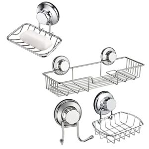 ipegtop suction soap dish, shower caddy and shower hooks bundle