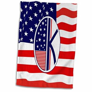 3drose patriotic art deco monograms- initial letter k - towels (twl-251887-1)