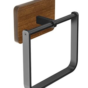 DOKU Metal Square Towel Ring, Hand Towel Holder for Bathroom, Towel Rack Hanger for Kitchen Wall Mount Heavy Duty Storage, Black and Brown