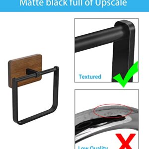 DOKU Metal Square Towel Ring, Hand Towel Holder for Bathroom, Towel Rack Hanger for Kitchen Wall Mount Heavy Duty Storage, Black and Brown