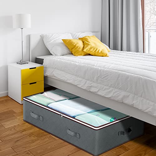 Underbed Storage Containers Large Storage Bags with Clear Window, Reinforced Handles, Thick Fabric for Blankets, Comforters, Clothing, Bedding