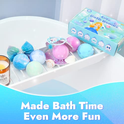 Bath Bombs for Kids with Surprise Inside, 2023 Gift for Girls, 6 Gentle and Kids Safe Handmade Bath Bombs, XXL 5.0 OZ