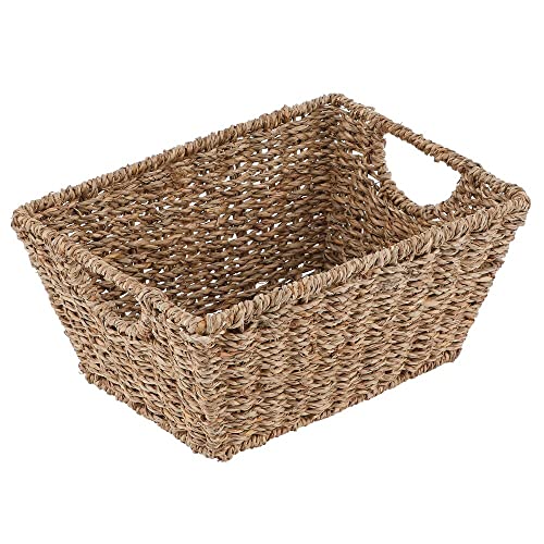 mDesign Natural Woven Seagrass Nesting Closet Storage Organizer Basket Bin for Kitchen Cabinets, Pantry, Bathroom, Laundry Room, Closets, Garage - 2 Pack - Natural/Tan