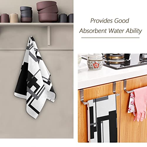 SHUSTARY 2 Pack Black and White Hand Towels for Bathroom,Soft Absorbent Quick-Dry Grey Geometric Abstract Kitchen Dish Towels Decorative Mid Century Bathroom Hand Towel for Face,Gym,Spa 14"x28"