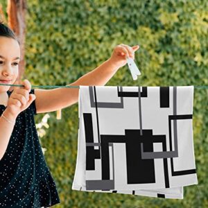 SHUSTARY 2 Pack Black and White Hand Towels for Bathroom,Soft Absorbent Quick-Dry Grey Geometric Abstract Kitchen Dish Towels Decorative Mid Century Bathroom Hand Towel for Face,Gym,Spa 14"x28"