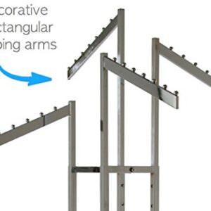 Only Garment Racks - Heavy Duty Chrome 4 Way Rectangular Arm Clothing Rack, Adjustable Height Waterfall Arm Garment Rack, Perfect for Retail Clothing Store Display - Rectangular Tubing Slant Arms