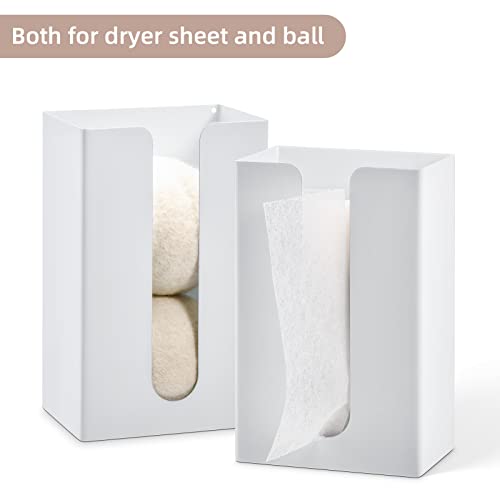 SUBEKYU Magnetic Dryer Sheet Holder for Laundry Room,Iron Dryer Sheet Dispenser for Laundry Storage Containers and Decor, Clear Dryer Sheet Box for Kitchen,White