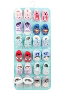pacmaxi over the door shoes organizer for 12 pairs of baby shoes boys girl, hanging baby shoe organizer with hanger (felt material-mint green)