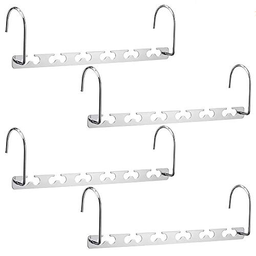 TerHoo 10.5" Space Saving Hangers Stainless Steel Magic Hangers Closet Wardrobe Clothing Hanger Oragnizer Heavy Space Saver, As Seen on TV Pack of 4