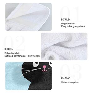 COOLDEER 2 PCS Love Cat Kitchen Hand Towels Fast Dry Hanging Tie Towels Soft Coral Velvet Dish Wipe Cloth for Kitchen Bathroom Use
