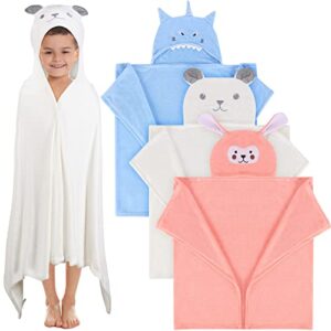 Moukeren 3 Pieces Bamboo Hooded Towel for Kids 27.5 x 50 Inch Large Size Kids Bath Towel Kids Absorbent Bathrobe Blanket for Kids 3-10 Yrs Boys Girls Shower