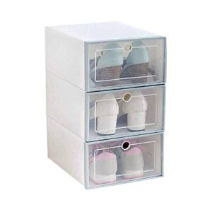 mfchy stackable shoe storage,multifunction unisex transparent shoes storage box with cover 34x24x13cm