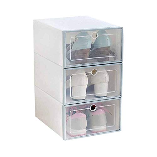 MFCHY Stackable Shoe Storage,Multifunction Unisex Transparent Shoes Storage Box with Cover 34x24x13cm