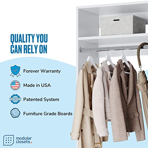 Hanging Closet Unit with Drawer (2) - Modular Closet System for Hanging - Corner Closet System - Closet Organizers and Storage Shelves (White, 25.5 inches Wide) Closet Shelves