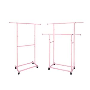 fishat horizontal and vertical pink double rod garment rack